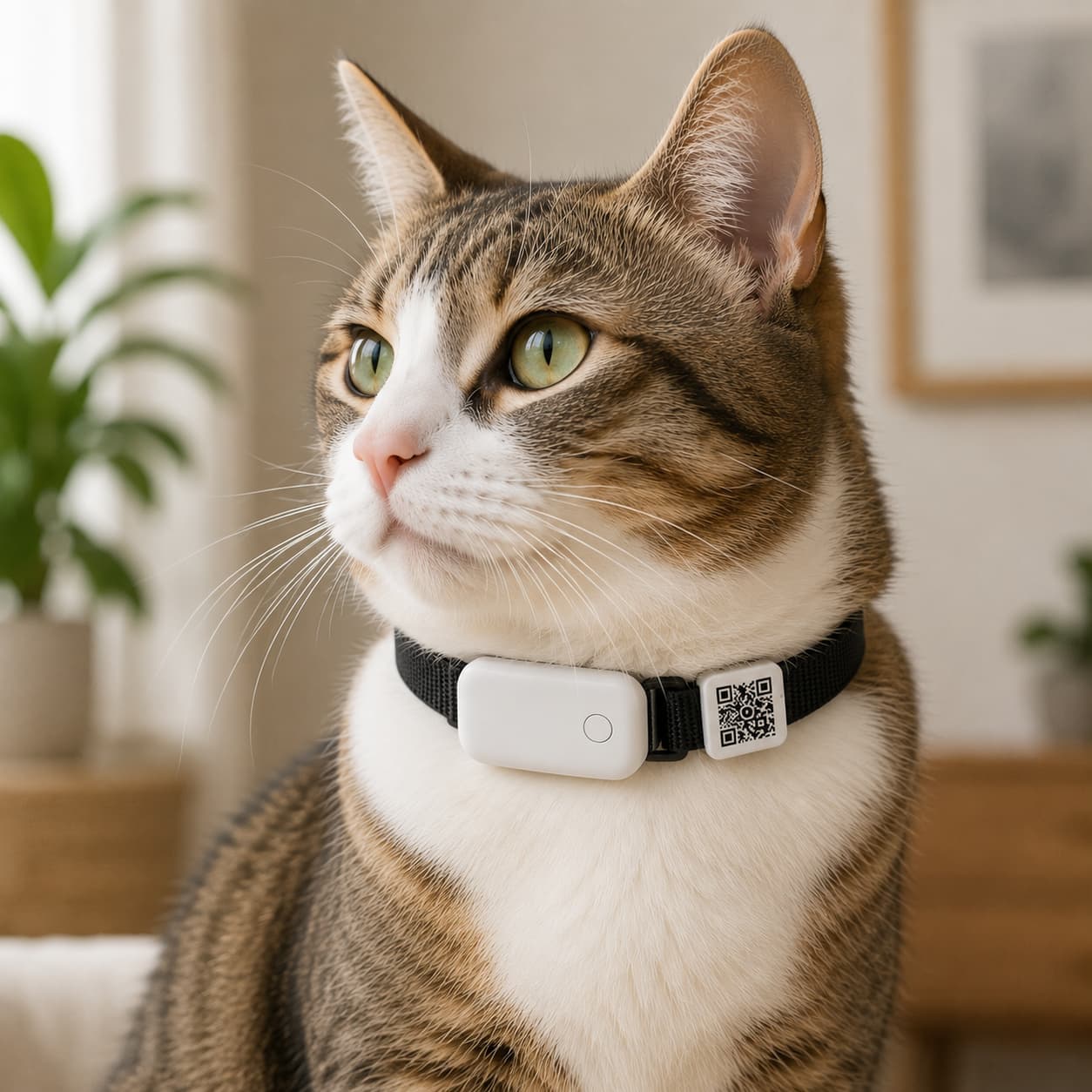 Immagine dimostrativa di un gatto con GPS Amico Fido e Tag QR